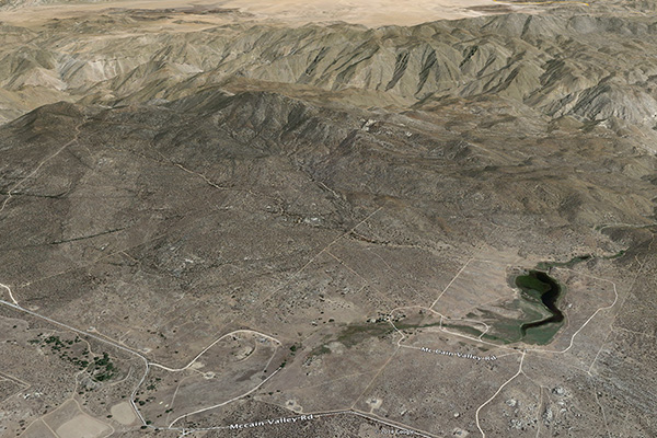 Aerial view of Mount Tule and environs, McCain valley, Boulevard