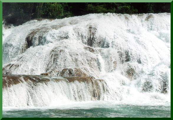 Closeup of Agua Azul Falls, Chiapas, Mexico. 