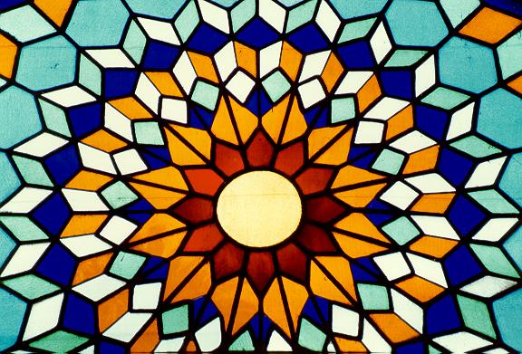 Detail of a vitraux at the Mezquita, Cordova, Spain.